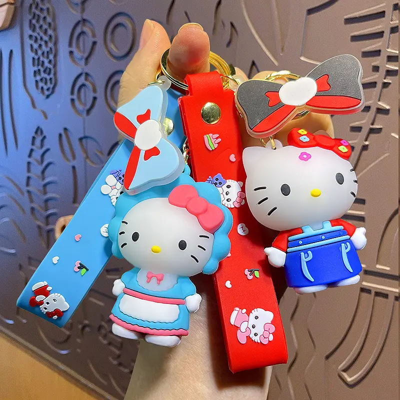 Dây Chuyền Chìa Khóa Mèo KT, Thiết Kế Ruy Băng, Phong Cách Hoạt Hình, Búp Bê Dễ Thương, Thích Hợp Làm Mặt Dây Chuyền Ba Lô, Quà Tặng Nhỏ Cho Xe Hơi