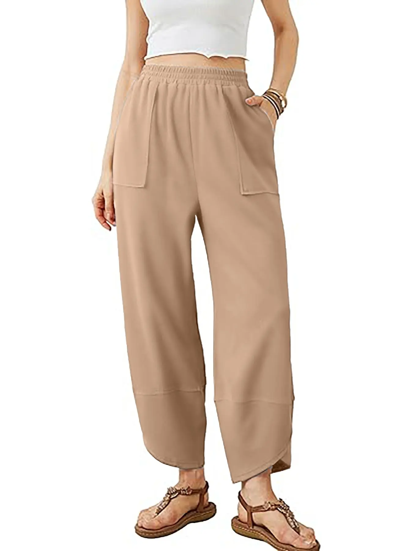 【Plus Size】 Solid Pocket Jogger Pants, Casual Comfy Trousers for Daily Wear, Women's Bottoms for All Seasons