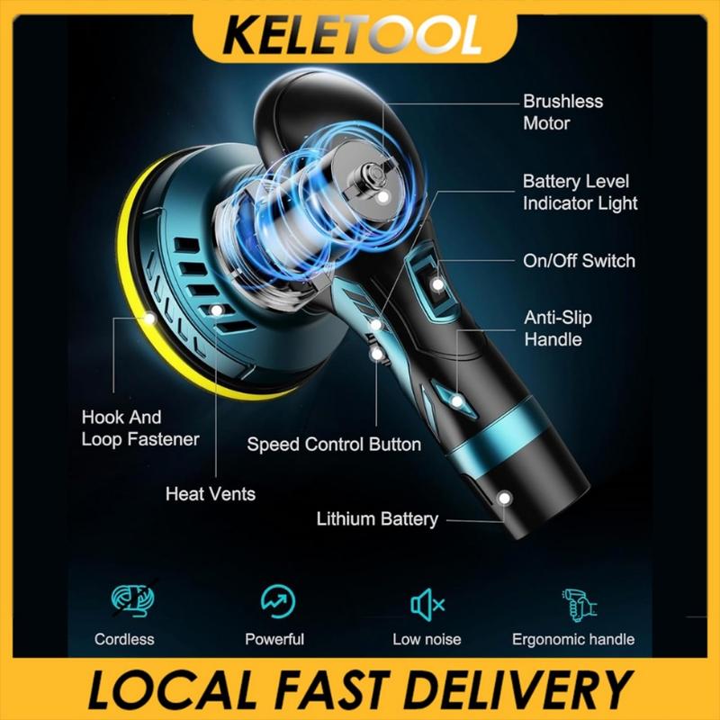 Product Introduction of 2 In 1 Electric Cordless Polishing Wax Auto Polish Waxing Machine Car Polisher Marble Car Buffing Machine 6 Speed 18V 5