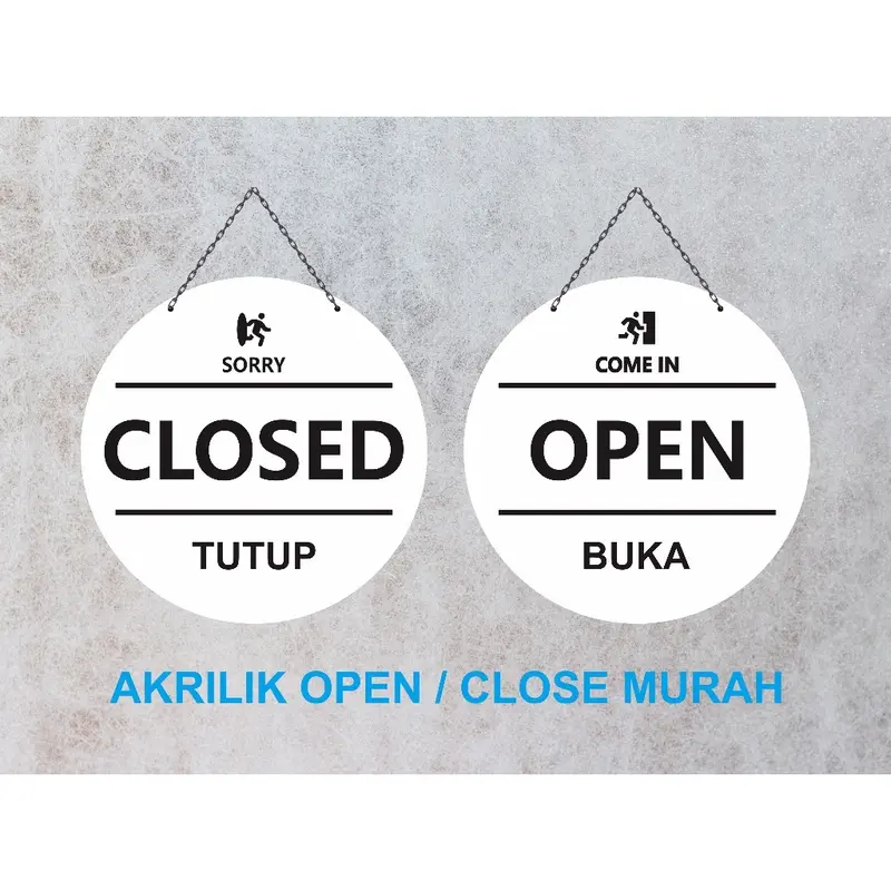￼Acrylic Open Close | Buka Tutup Gantung bulat 4
