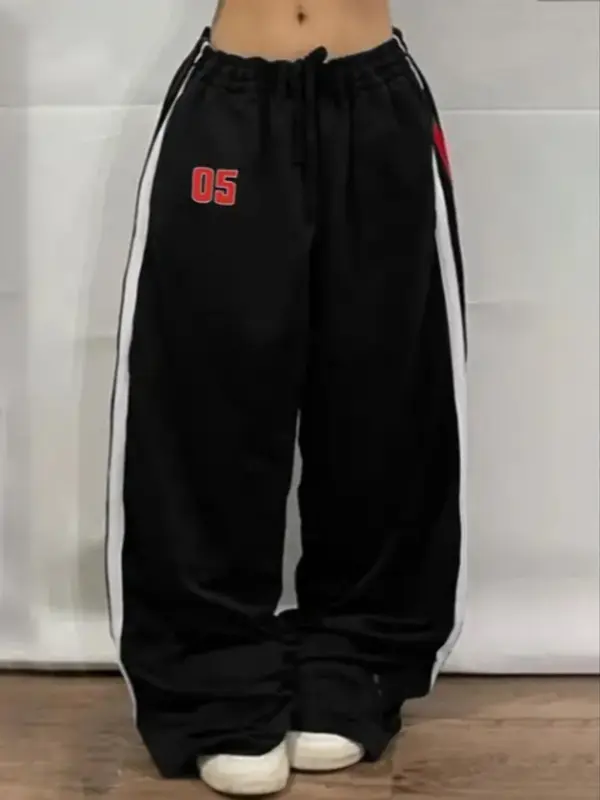 Women's Figure Print Side Stripes Pants, Casual Comfy Trousers for Daily Wear, Ladies Bottoms for All Seasons 0