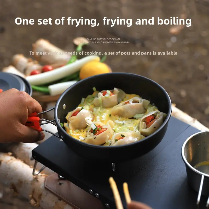 Outdoor Portable 2-3 Person Pan Small Frying Pan Frying Pan Camping Picnic Cookware Stovetop Non-stick Pan