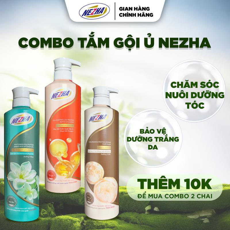  Combo NEZHA Siêu Hời  Dầu Gội 900ml + Sữa Tắm 900ml + Mặt Nạ Ủ Tóc 900ml – Mềm Tóc Sáng Da Thơm Mát Cả Ngày 