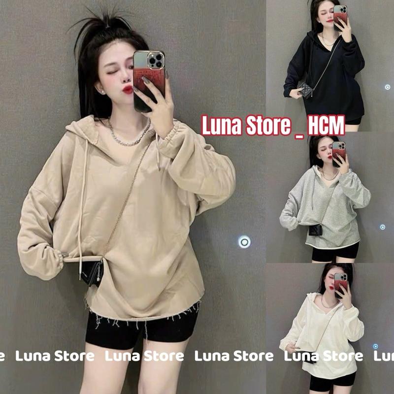 4C DEAL HỜI ÁO SWEATER CHẤT NỈ CÓ MŨ FORM RỘNG PHONG CÁCH HÀN QUỐC Luna Store Hoodie Nữ Top