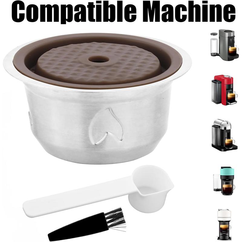 Reusable Pods For Nespresso Vertuo Machine Stainless Steel Refillable Coffee Capsule Set 5