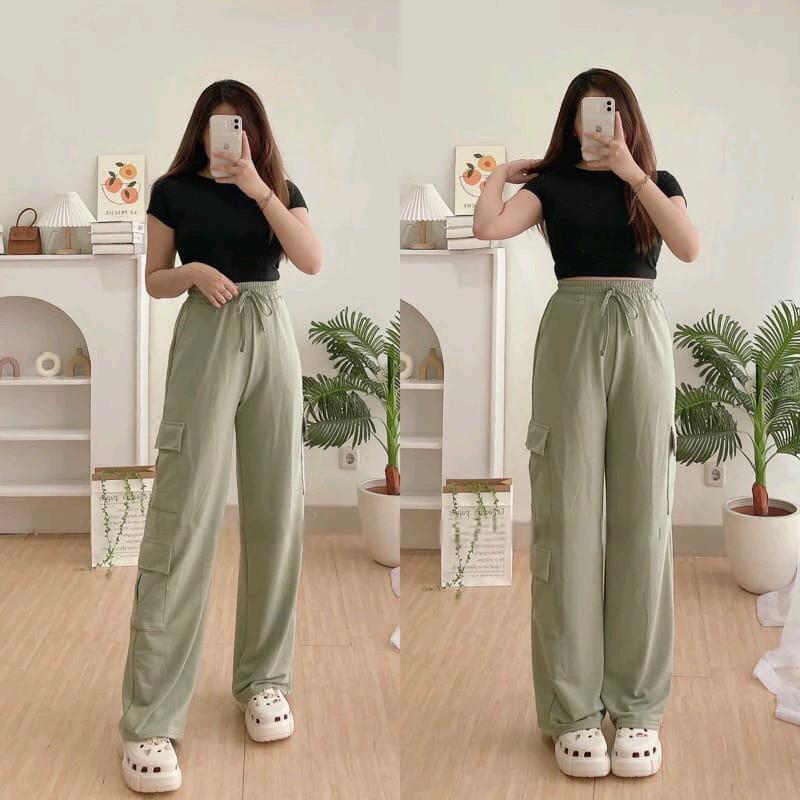 Kelly Cargo Pants dewasa/ Kulot Cargo/Loose Cargo Celana Panjang Wanita 6
