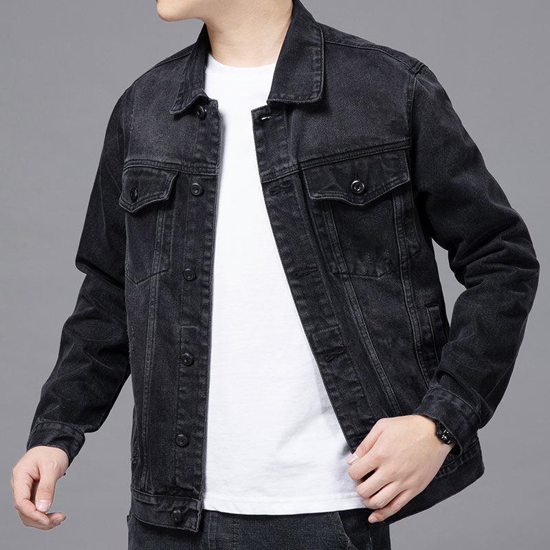 Áo Khoác Denim Thường Ngày Cho Nam, Hàng Mới Về Mùa Xuân Và Mùa Thu, Áo Khoác Dáng Rộng Phong Cách Hàn Quốc, Ngoại Cỡ, Áo Khoác Denim Hợp Xu hướng Quần Áo Nam 2