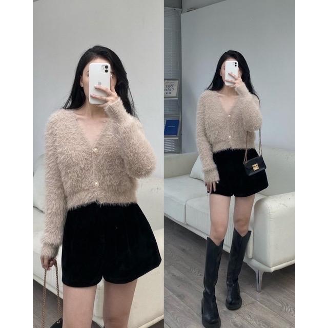 [A19] Áo len lông thỏ cúc ngọc 4 màu sang chảnh Nữ Nhung