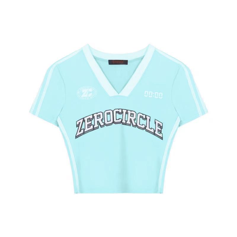 Product Introduction of American Retro Letter Print V-neck Short Sleeve T-shirt Women Y2K  Crop Top 24