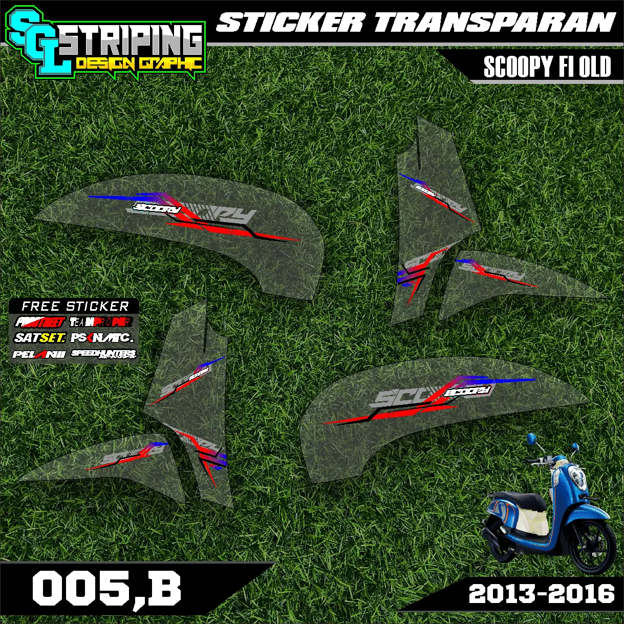 (COD) STRIPING TRANSPARAN SCOOPY FI OLD 2013 2014 2015 2016 DESAIN SIMPEL SGL 005