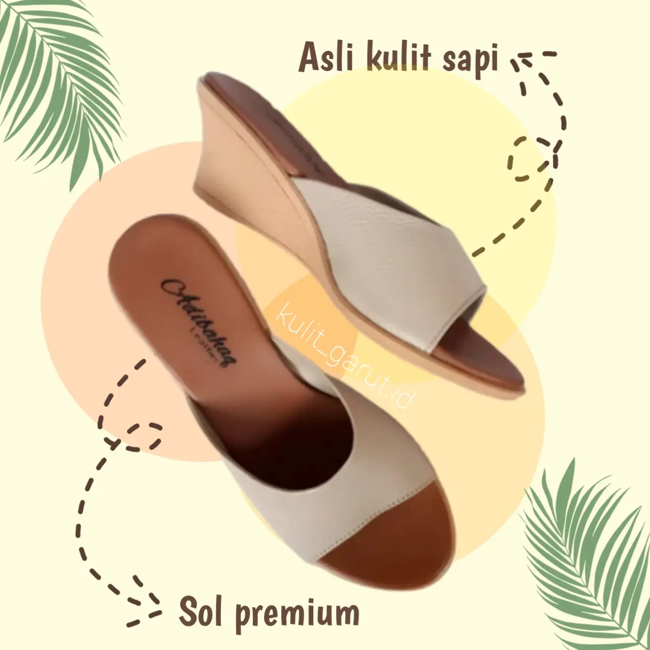 Sendal Wedges Sandal Hak Wanita Selop Slop Kekinian Terbaru Sandal Kulit Wanita Adibahaq Maudy S5