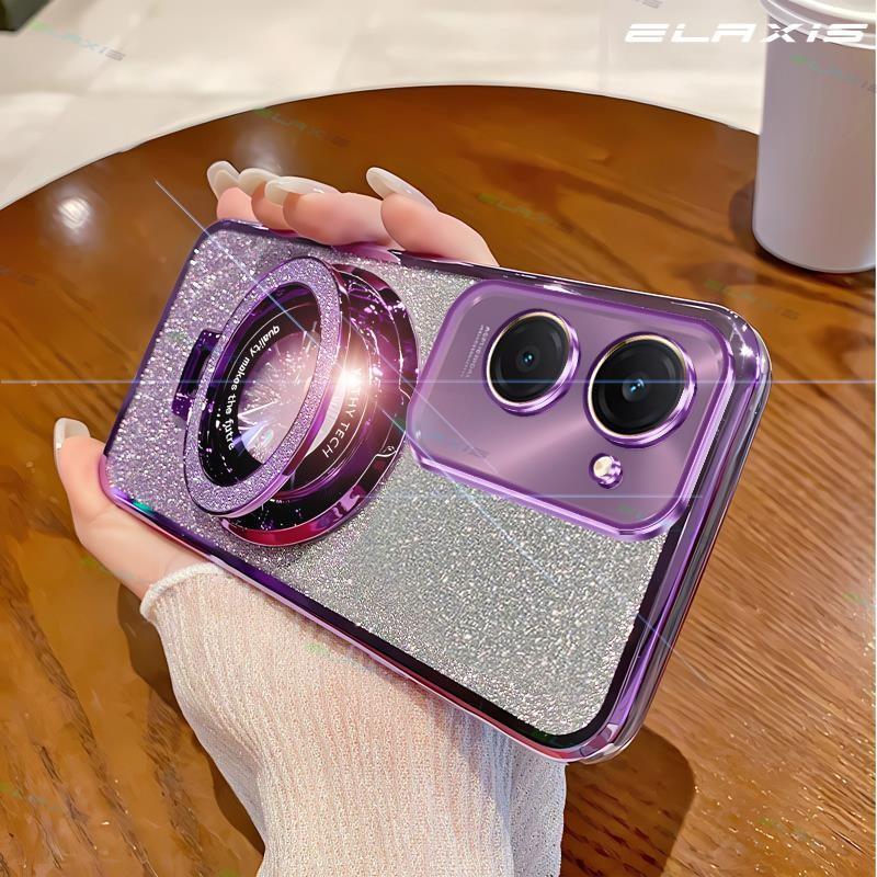 Product Introduction of ELAXIS Casing for VIVO Y18/VIVO Y18s/VIVO Y28s 5G Phone Case Wireless Charge Ring Stand Gradual Glitter Soft TPU Back Cover ES001 25