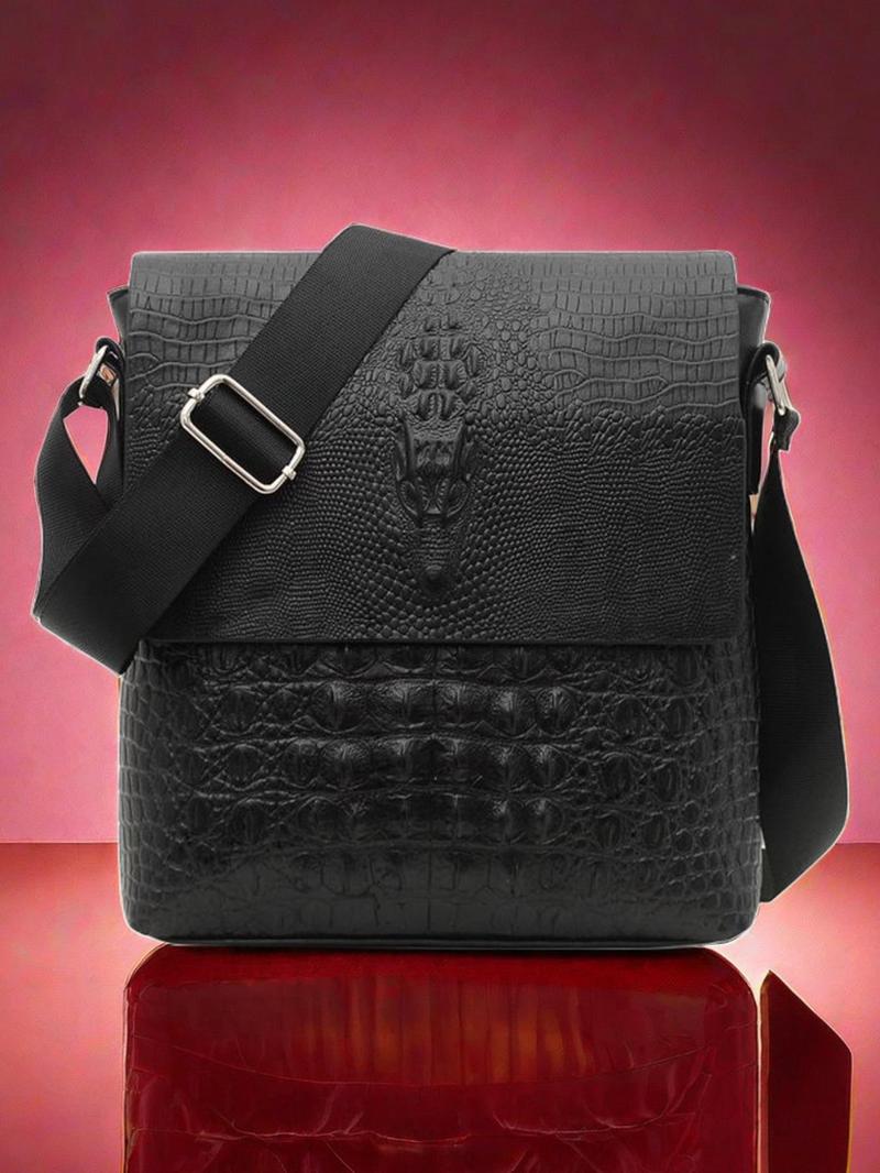 Product Introduction of Men's Casual Crocodile Embossed PU Leather Crossbody Bag 5