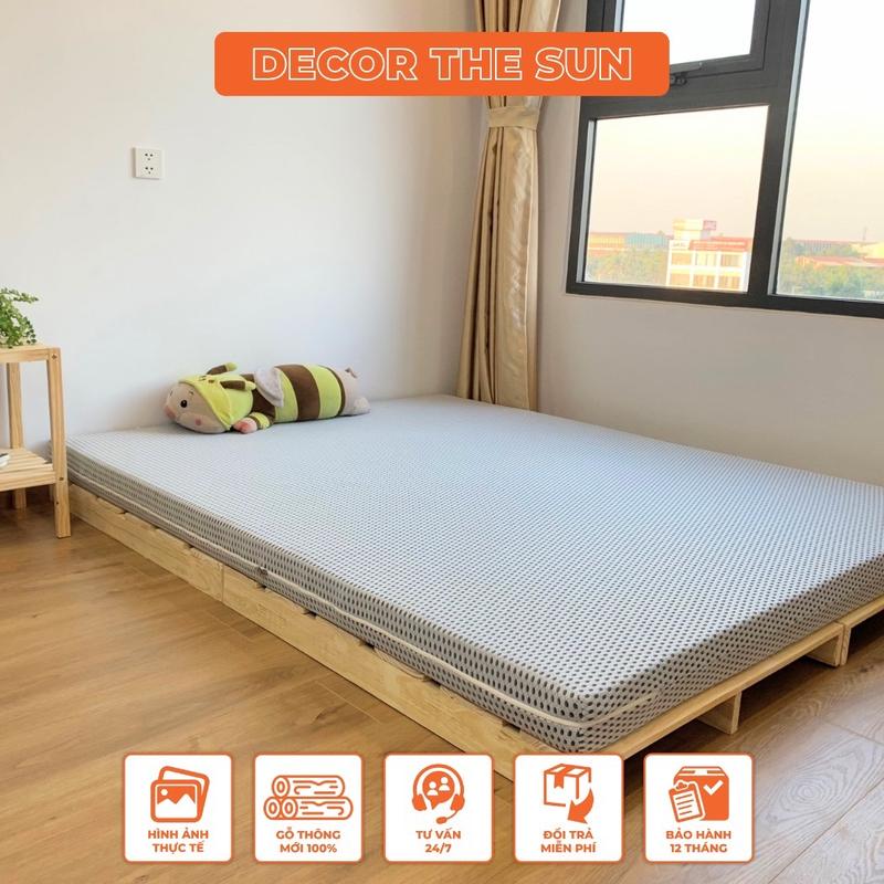 Giường Pallet Gỗ Thông cao 9cm đủ kích thước,trang trí phòng ngũ,khách sạn,homestay-Decor The Sun