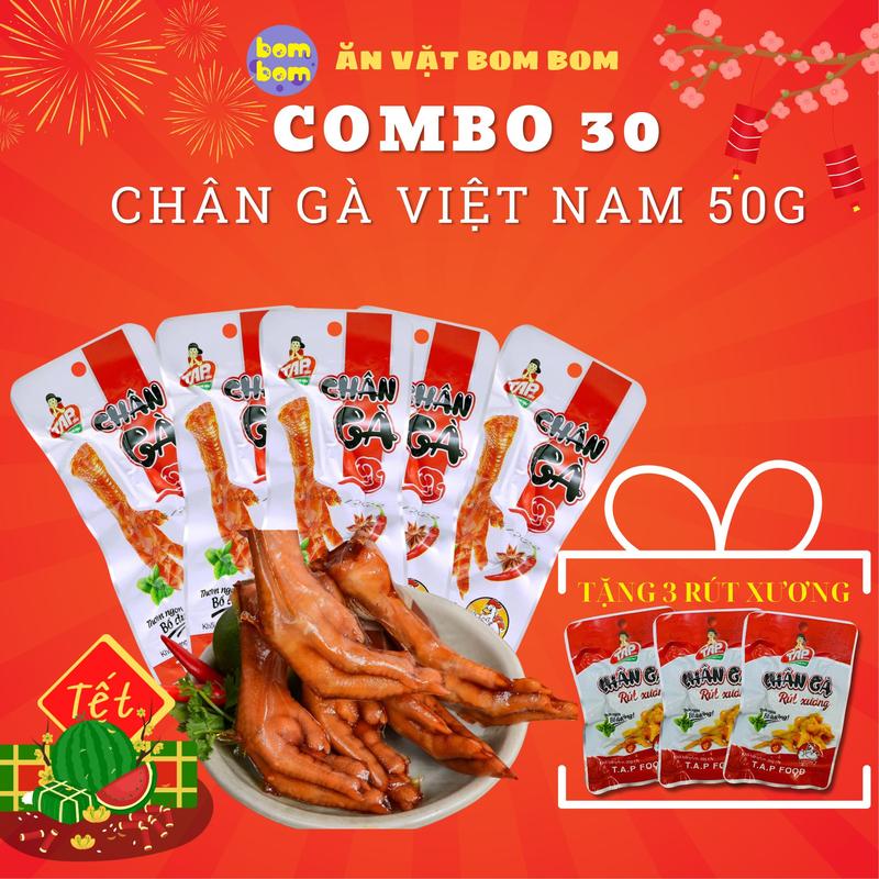 ( TẶNG 3 CHIẾC ) Combo 30 Chân Gà Việt Nam Size To 50g  - Ăn vặt Bom Bom changa#changato#changa50g#