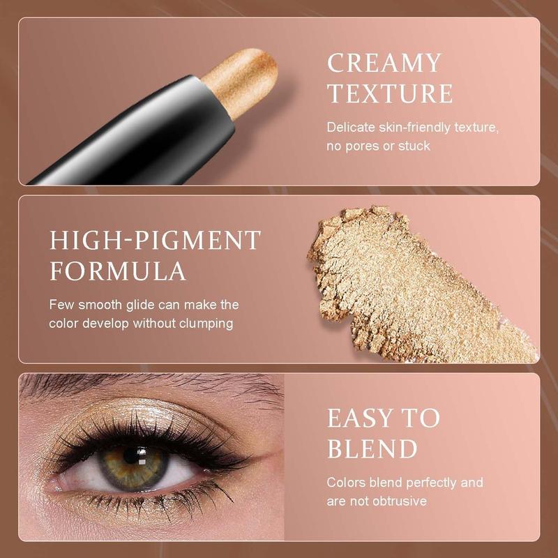 Long Lasting Eyeshadow Stick, Waterproof Eyeshadow Pen, High Pigmented Eye Shadow Stick, Easy Coloring Eye Shadow Pen, Colorful Eye Makeup Product, Summer Makeup 2