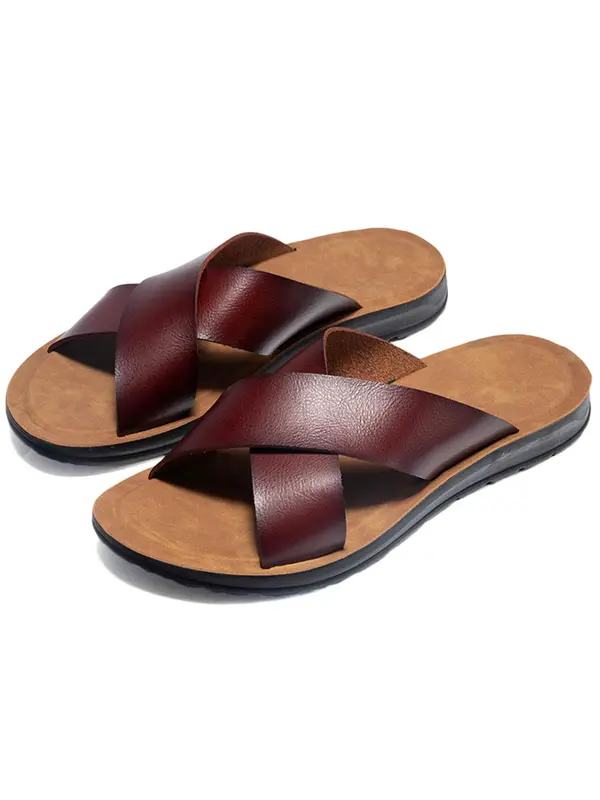 Men's Simple Plain Fashion Slippers (1 Pair), Casual Fashionable Wide Fit Slippers for Summer, Lightweight Breathable Non-slip Slippers for Indoor and Outdoor 3