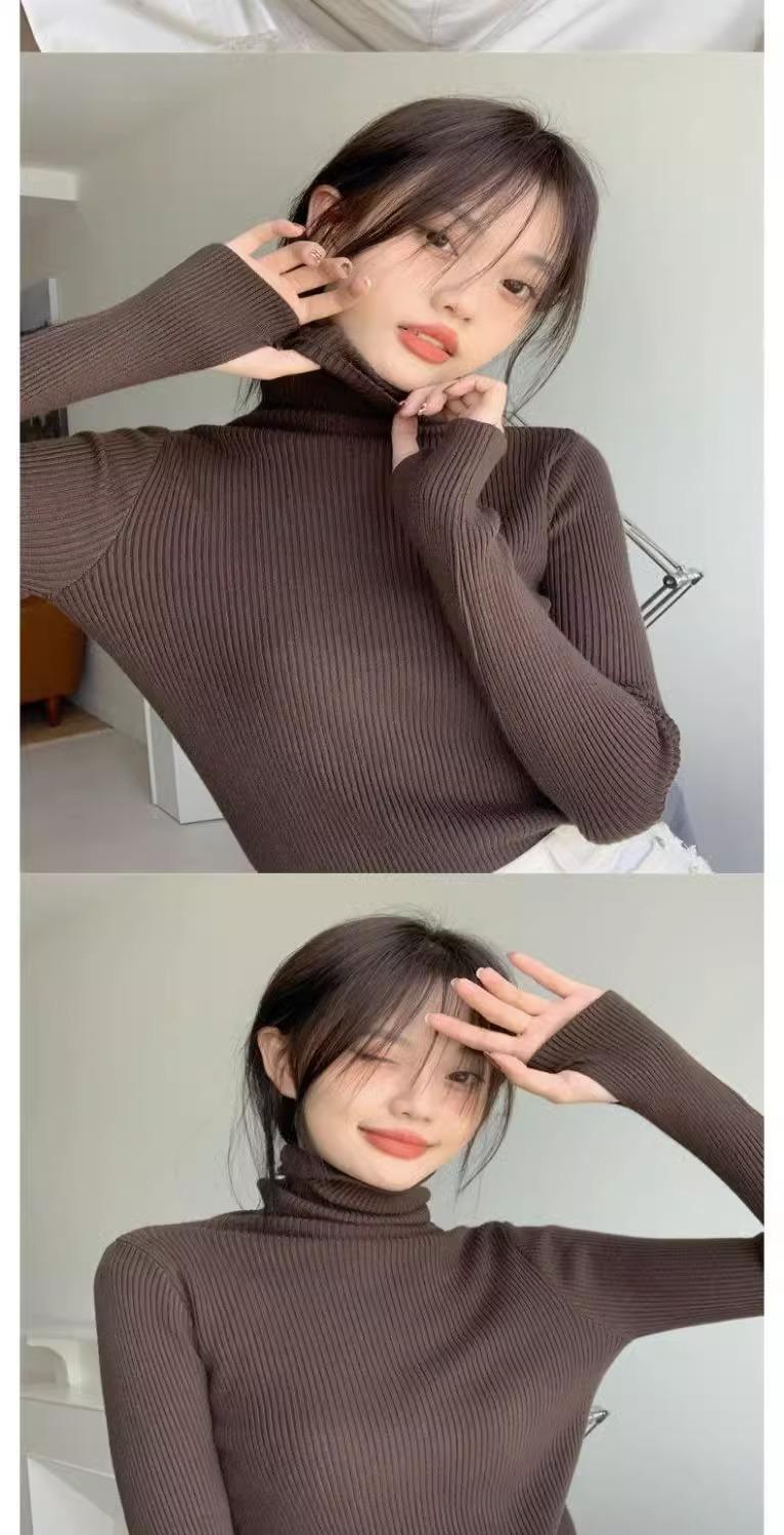 Product Introduction of Knitted Bottoming Shirt Padded Top Sweater Turtleneck Women's Autumn Best-Selling Fashionable Stylish Inner Wear Finger Fit Design Knitwear Womenswear 13