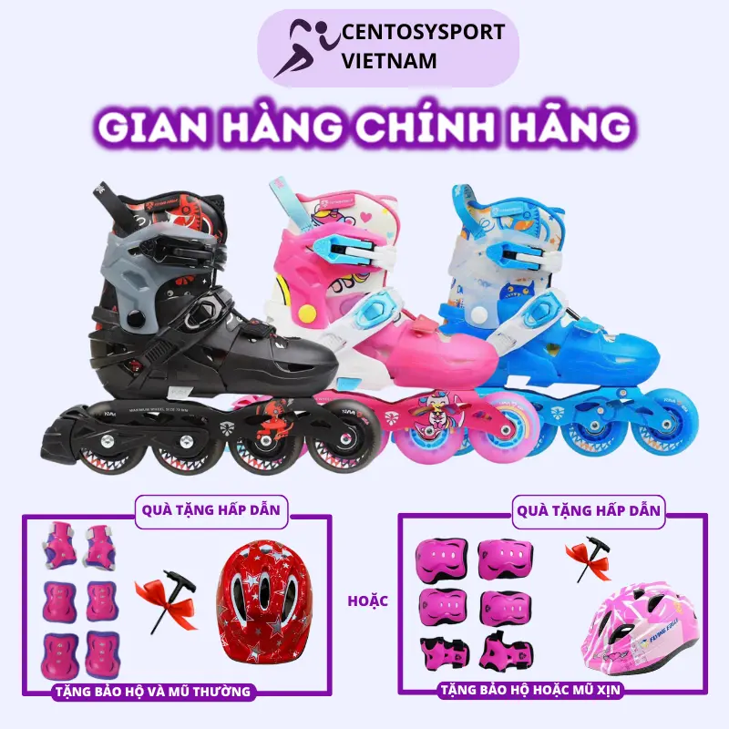 Giày Patin Trẻ Em  Flying Eagle L6 - Có Đèn 8 Bánh, Phanh Chân An Toàn