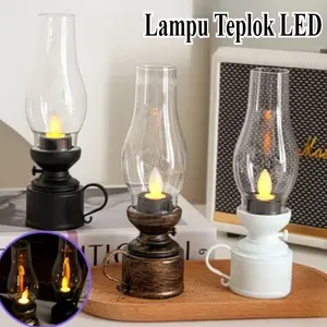 3 Warna Retro Lampu Teplok LED Lilin Elektrik Lilin LED Lampu Parafin Retro Kreatif Led Suasana Ramadhan Dekorasi