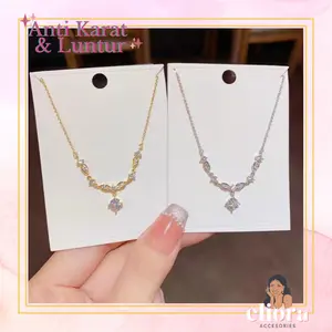 [ELIORA] Kalung Titanium Wanita Anti Karat Desain Minimalis Mewah Berlian Fashion Kaulng Desain -1227