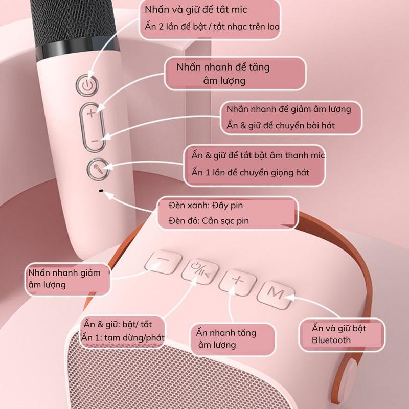 Product Introduction of (KÈM SẴN 2 MÍC ) Bộ Loa Bluetooth Karaoke Mini K12 Kèm 2 Mic Không Dây Công Suất 10W Thiết Kế Đèn Lồng Thời Trang Tiện Lợi mang Theo 29