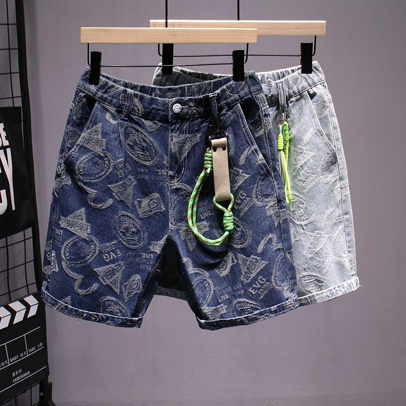 Product Introduction of Quần Soóc Denim, Xu Hướng Phong Cách Mỹ, In Cao Cấp, Dành Cho Nam Giới, Mặc Mùa Hè, Dáng Rộng Vừa Vặn, Quần Dài Đến Đầu Gối Thẳng, Với Đồ Trang Trí, Quần Soóc Cướp Biển Đẹp Trai Menswear 1
