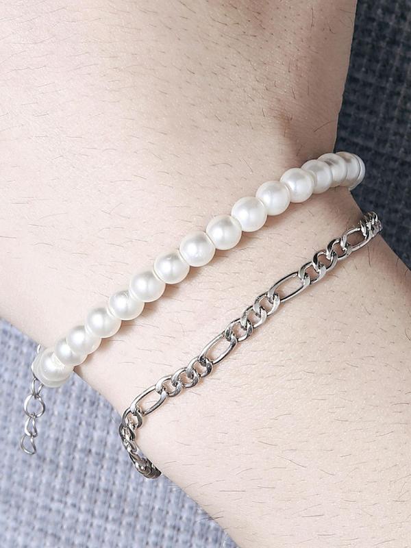 Faux Pearl Decorated Bracelet, Fashionable Jewelry for Women & Men, Trendy All-match & Exquisite Jewelry for Birthday Gift 4