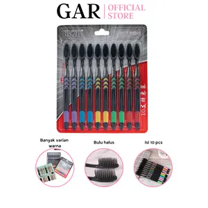 GAR HL0405 Sikat Gigi Dewasa 1 SET ISI 10 PCS Sikat Gigi Bahan Lembut Toothbrush Double Care Sensitive