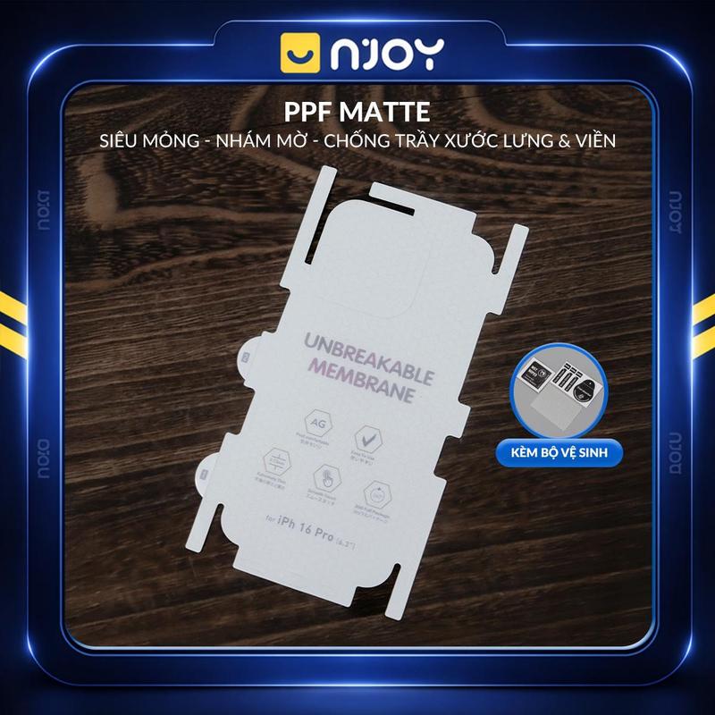  Miếng Dán PPF Nhám Chống Vân Tay Cho Điện Thoại iPhone 17 Pro Max 16 15 14 13 12 11 Njoyshop 