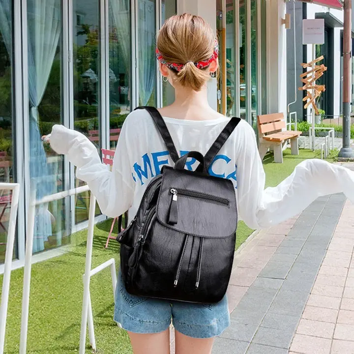 BaLo Da PU Thời Trang Hàn Quốc VITAS VT03 Đeo Vai Len Backpack 6