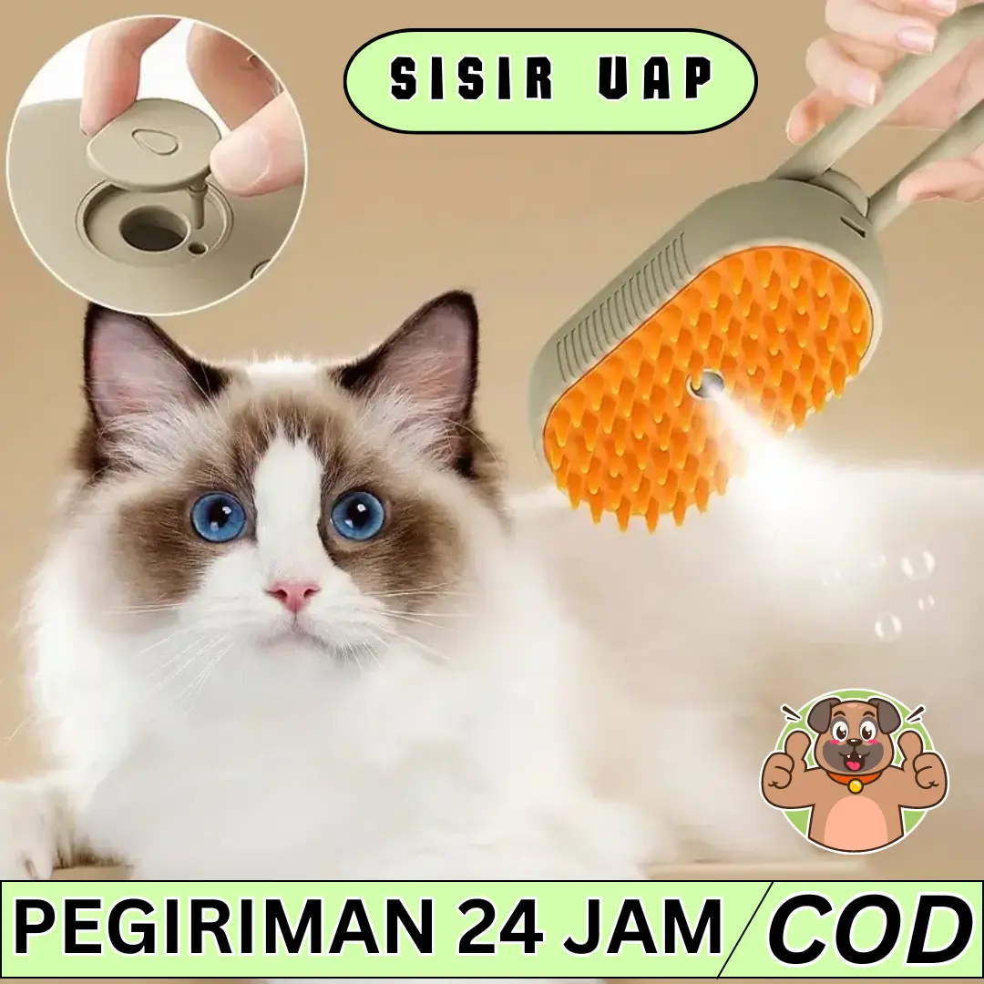 babe petshop SISIR UAP LIPAT Sisir Kucing Sikat Silikon Anjing Sisir Mandi Pijat Hewan Pet Grooming Brush Spray sisir kucing  1 paket sisir  anjing cat  brush