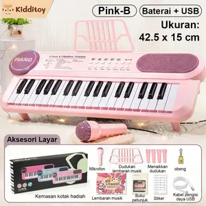 kidditoy Mainan Piano Elektronik Anak 37 Kunci Piano Digital Elektronik Mic Keyboardic