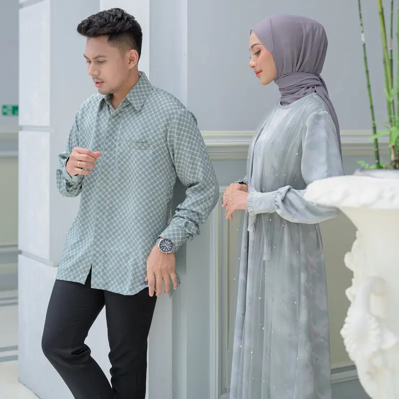 SHAWWAL EID SERIES Couple Pasangan Pistachio Untuk Lebaran Bahan Armany silk Busui Friendly Baju Ibu Mewah Muslim Gamis Koko 0