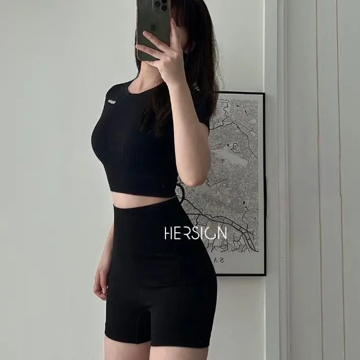 Đồ tập gym nữ Set đồ tập yoga nữ Áo croptop ngắn tay Quần đùi HERSIGN-SMIX6N12