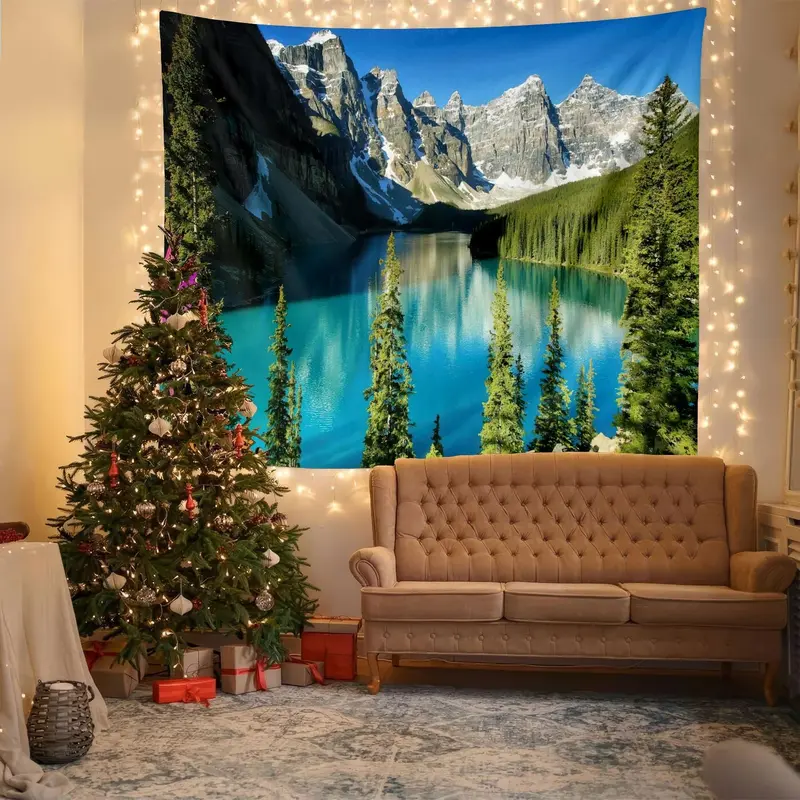 Landscape Pattern Tapestry, Nature Landscape Tapestry, Wall Hanging Tapestry, Wall Art for Home Living Room Bedroom Office Decoration 4