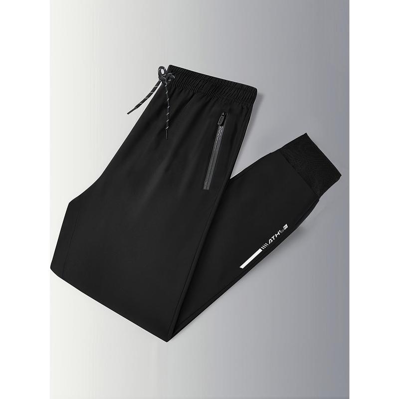 3-Pack Men'S Athletic Joggers, Breathable Polyester Sports Pants with Zipper, Non-Stretch Woven Fabric, Regular Fit, Printed Design for Outdoor Running & Fitness,/Fall Season - 95% Polyester, 5% Elastane 3