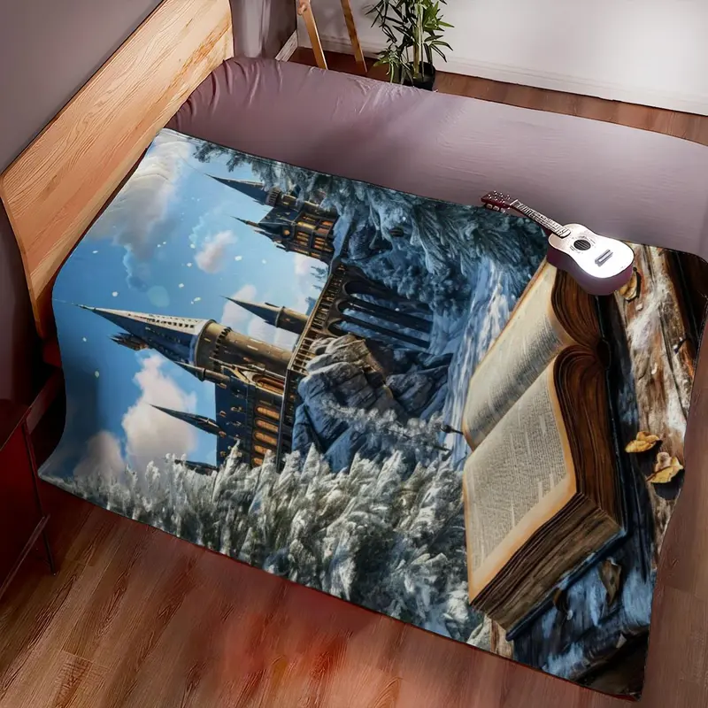 Hogwarts Castle Pattern Blanket, 1 Count Soft Comfortable Warm Throw, Air-conditioned Room Blanket, Warm Nap Blanket for Home & Office 7
