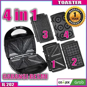 [COD] Idealife IL-202 Pemanggang Roti Waffle Grill Bread Toaster Panggang Cetakan