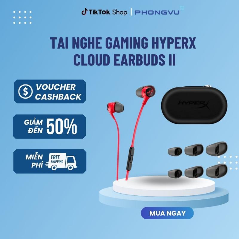 Tai Nghe Nhạc gaming có dây HYPERX CLOUD EARBUDS II - Đỏ (705L8AA) Thiết kế Nhét Tai - Bảo hành 24 tháng