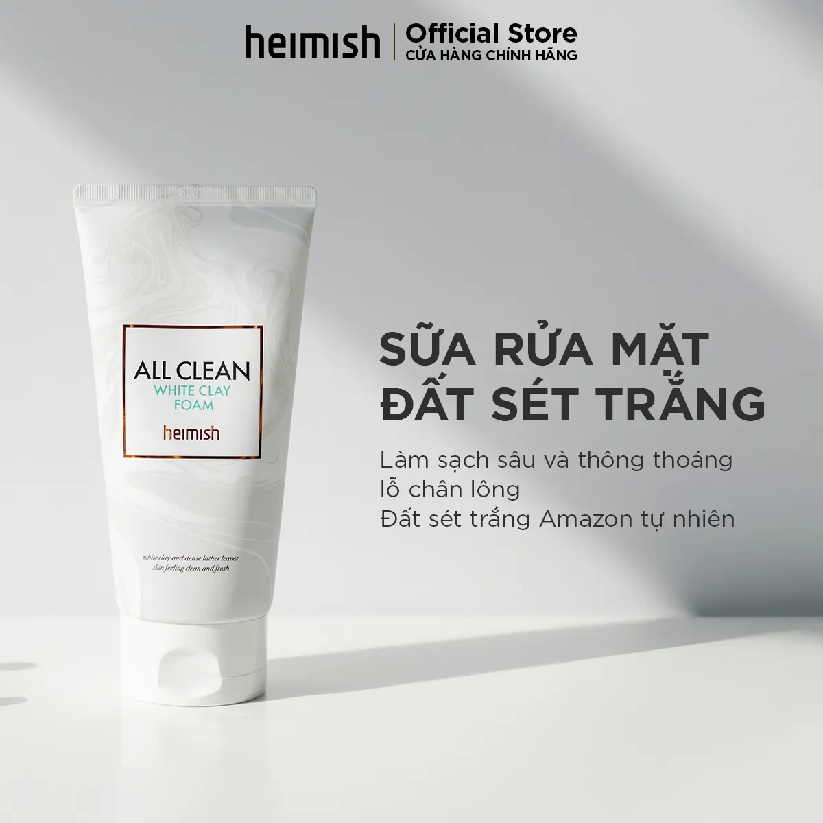 Sữa rửa mặt đất sét trắng làm sạch sâu thông thoáng lỗ chân lông Heimish All Clean White Clay Foam 150g