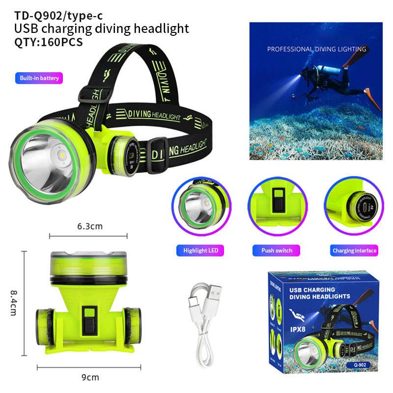 light usb rechargeable for camping, hiking, fishing1800 LumensWaterproof xpe Led Dive Head Torch Headlight For Diving head lamp 5