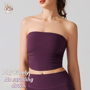 Seamless Ribbed Sleeveless Tank Top for Women Non Slip Workout Sports Bra Built in Shelf Bra Yoga Running Gym Fitness Camisole Tops