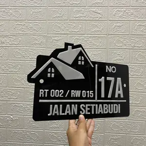 Nomor Rumah | Papan penunjuk nomor rumah akrilik TIMBUL Model Rumah 30x20 | Laser Cut