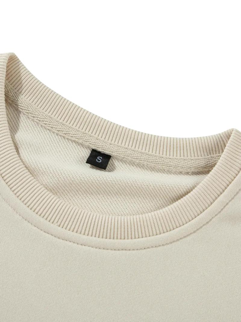 Product Introduction of Men's Letter Print Round Neck Sweatshirt, Regular Fit Casual Long Sleeve Crew Neck Pullover for Fall & Winter, Fashion Men's Top for Daily Wear 6
