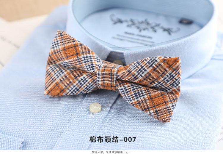 Product Introduction of 1PCS Men's Bow Tie Korean Version Fashion Casual Bow Cotton Trendy Plaid Striped Collar Bow Tie Manufacturer Wholesale Spot 10