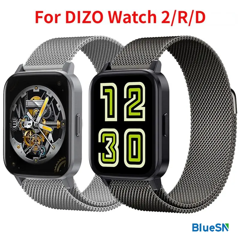 Tali Gelung Milanese, BLUESN, Untuk Jam Tangan Realme DIZO R Pro GPS Jam Tangan Pintar, Gelang Pergelangan tangan Logam, Untuk Jam Tangan DIZO 2, Tali Pinggang Correa