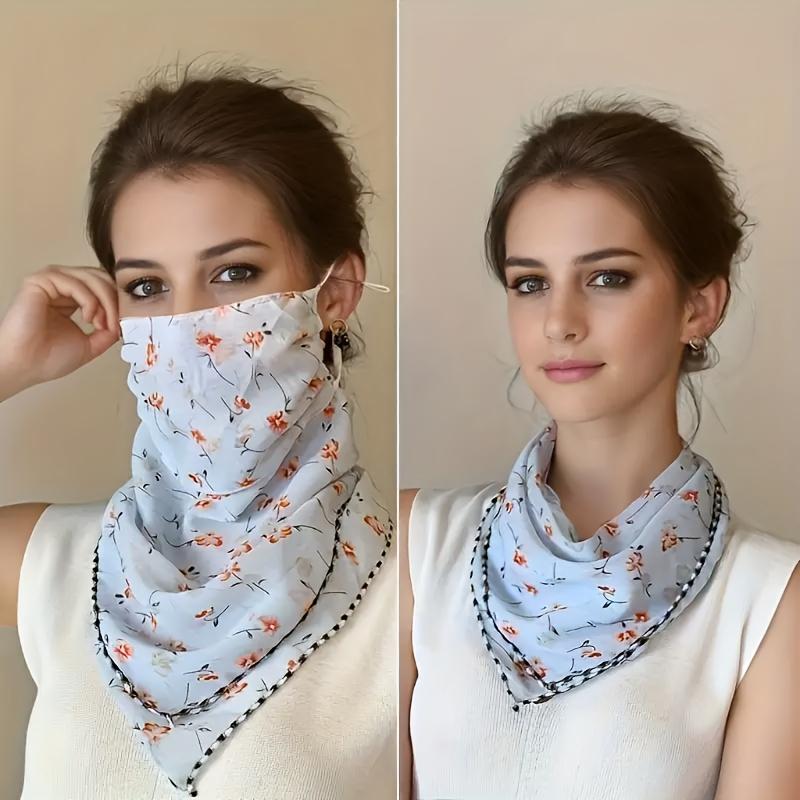 Elegant Floral Embroidered Womens Breathable Face Mask & Neck Scarf - Lightweight Polyester, Sun Protection, Hand Wash Only, Perfect for Casual Outings 2