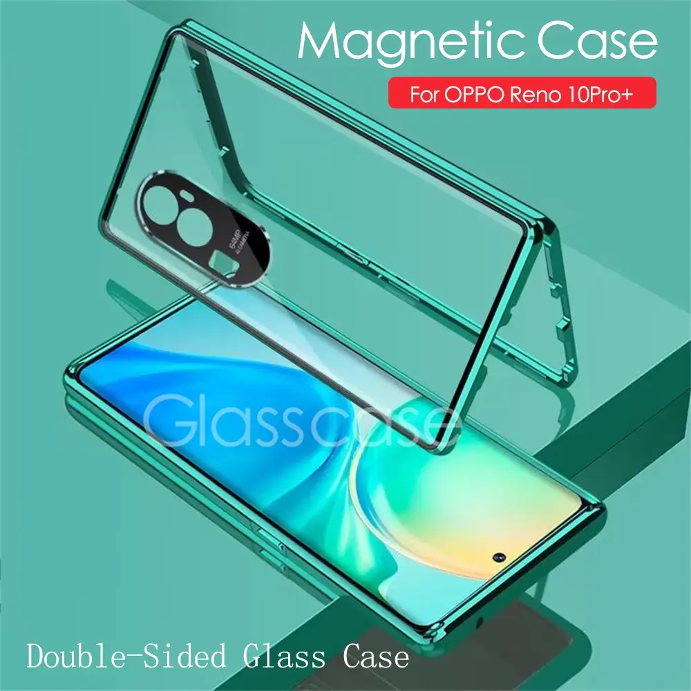 Casing For OPPO Reno 10 11 Pro Plus 10Pro 10Pro+ 11F 11Pro Reno11 Reno11F 5G Double Sided Glass Magnetic Flip Phone Case Magnet Metal Bumper Full 360° Protection Hard Cases Cover