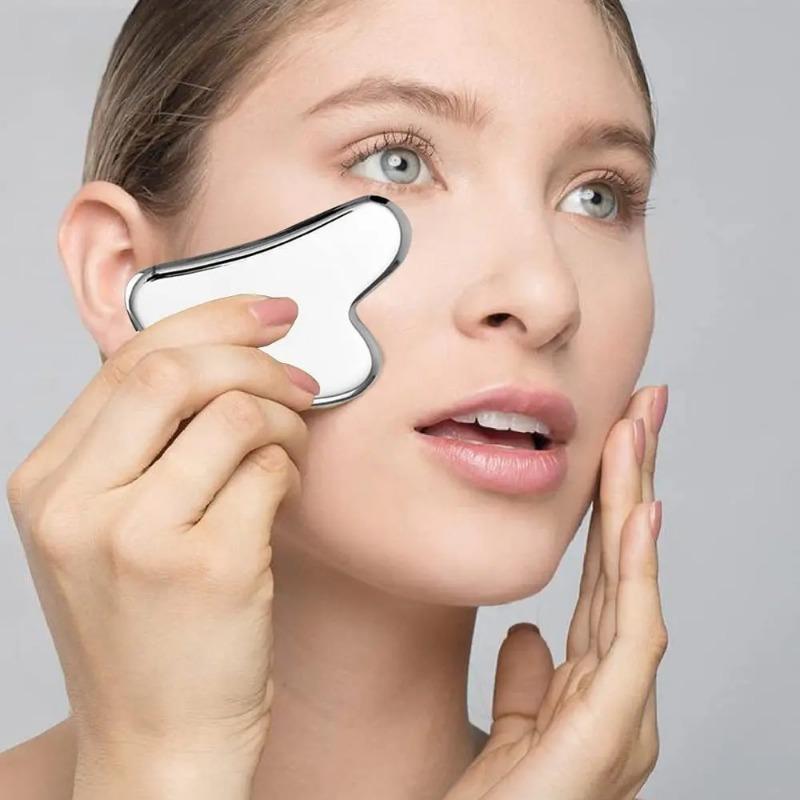 Product Introduction of 1Pcs Stainless Steel Gua Sha Scraper Massager For Face Neck Body Guasha Massage Tool Facial Skin Care Guasha Board Face Massager Body Care Comfort 7